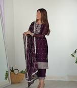 Pure Blooming Rangoli Silk Fabric Straight Fit Embroidery Work Kurta With Dupatta And Trousers