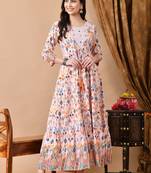 women's embroidered anarkali kurta in pink