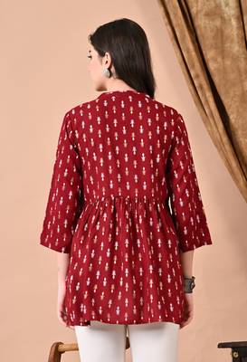 women's rayon  printed in maroon 2