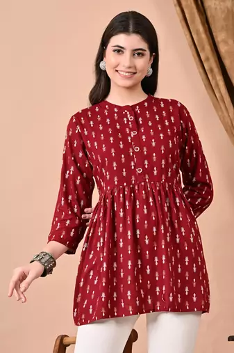 women's rayon  printed in maroon