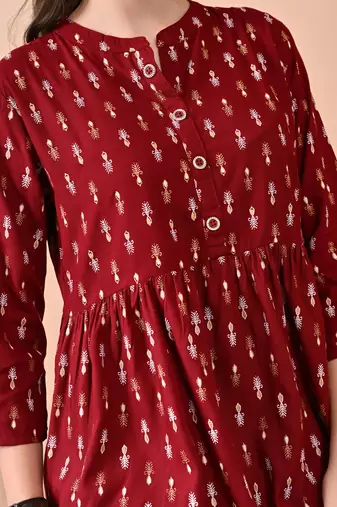 women's rayon  printed in maroon