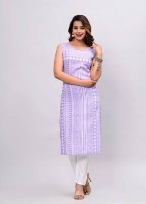 Eskort Creations Women Floral Printed Sleeveless A Line Kurta 1