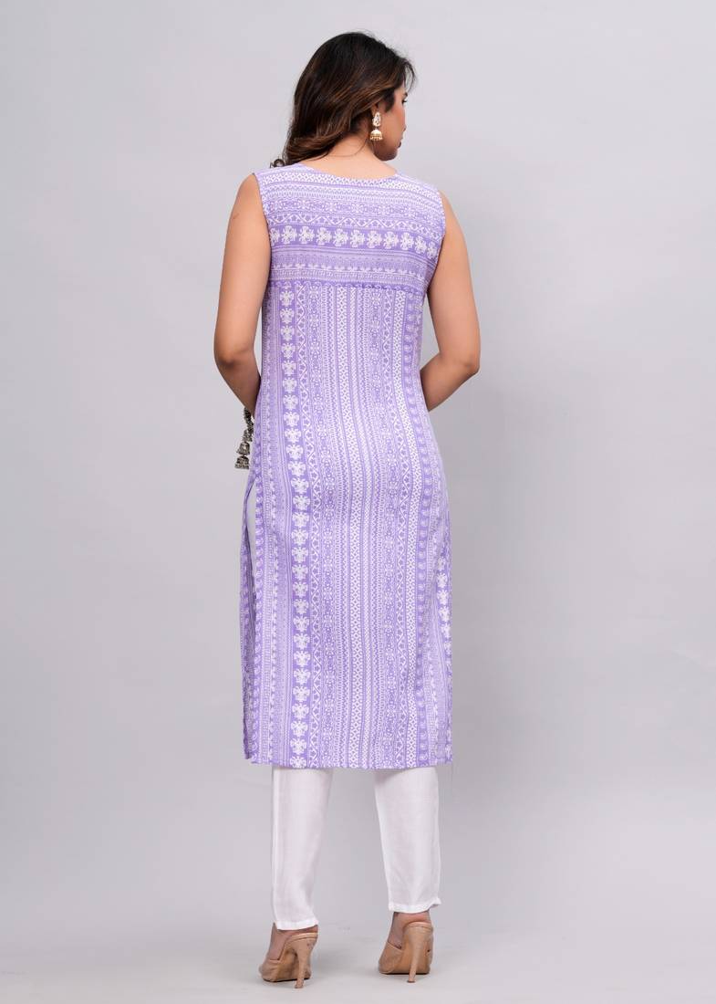 Eskort Creations Women Floral Printed Sleeveless A Line Kurta