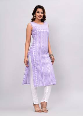 Eskort Creations Women Floral Printed Sleeveless A Line Kurta 3