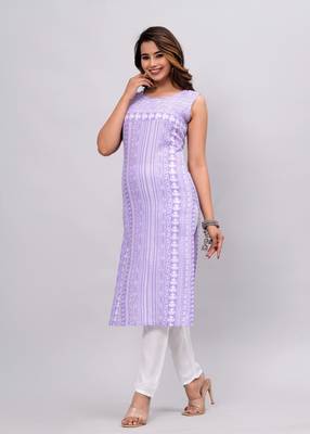Eskort Creations Women Floral Printed Sleeveless A Line Kurta 4
