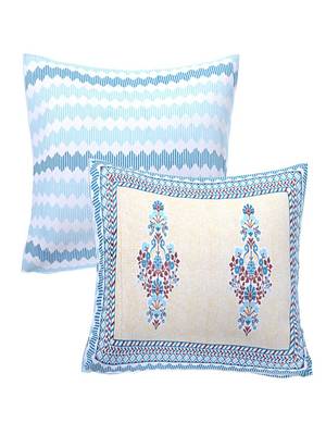 light blue floral printed 240 tc cotton king bedsheet with 2 pillow covers 2