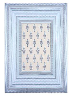 light blue floral printed 240 tc cotton king bedsheet with 2 pillow covers 4