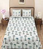 Cream pin tree printed 240 tc cotton king bedsheet with 2 pillow covers