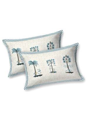 Cream pin tree printed 240 tc cotton king bedsheet with 2 pillow covers 2