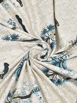 Cream pin tree printed 240 tc cotton king bedsheet with 2 pillow covers 3
