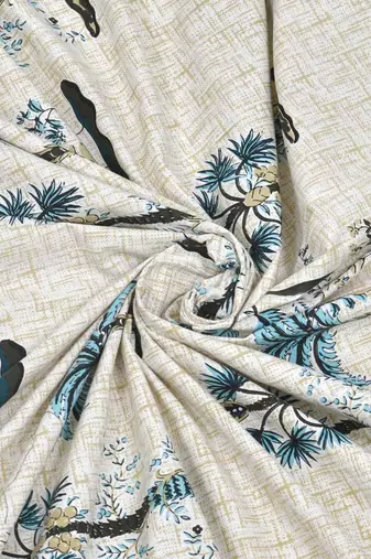 Cream pin tree printed 240 tc cotton king bedsheet with 2 pillow covers