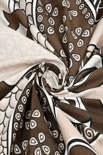 Cream & brown peacock printed 240 tc cotton king bedsheet with 2 pillow covers