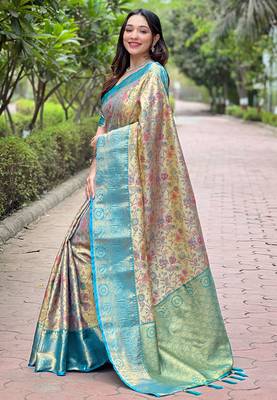Rama original dharmavaram silk traditional zari woven saree 3