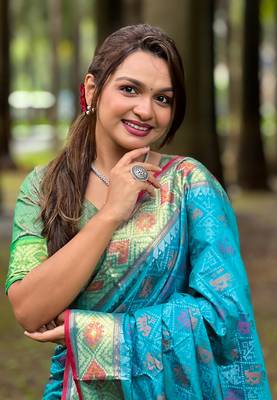 Blue soft patola silk meenakari zari woven saree 3