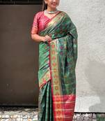 Green soft patola silk meenakari zari woven saree