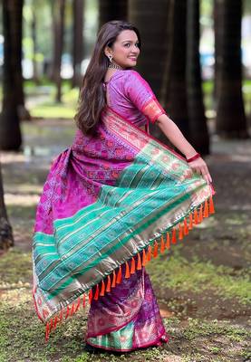 Wine soft patola silk meenakari zari woven saree 3