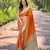 Orange soft silk contrast zari woven saree