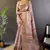 Baby pink assam silk kalamkari printed saree with zari woven border