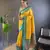 Yellow contrast zari woven silk saree with satin unique border
