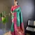 Green contrast zari woven silk saree with satin unique border