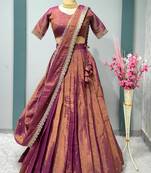Two Ton Tissue Cotton Wedding Wear South India Stitched lehenga Choli