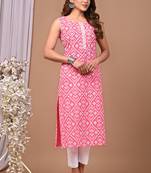 Eskort Creations Pink Printed Sleeveless Kurta