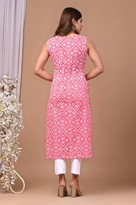 Eskort Creations Pink Printed Sleeveless Kurta 2