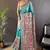 Sky blue tussar silk madhubani printed saree with zari woven border