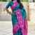 Green soft silk floral border contrast zari woven saree