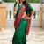 Green soft silk floral border contrast zari woven saree