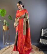 Mehendi green original maharashtrian meenakari yeola paithani silk zari woven saree