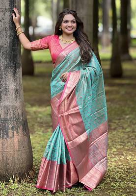 Rama kanjivaram tissue silk traditional zari woven saree 1