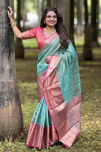 Rama kanjivaram tissue silk traditional zari woven saree