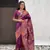 Wine pashmina kashmiri silk zari woven saree