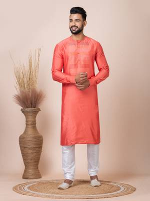 Orange men's kurta pajama 1