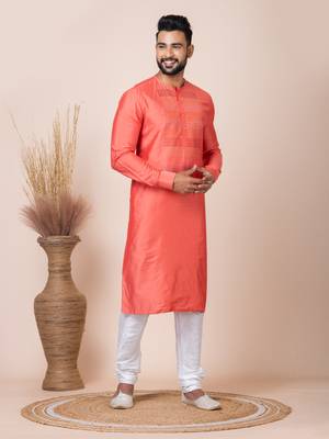 Orange men's kurta pajama 3