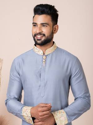 Grey men's kurta pajama 3