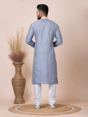 Grey men's kurta pajama 4