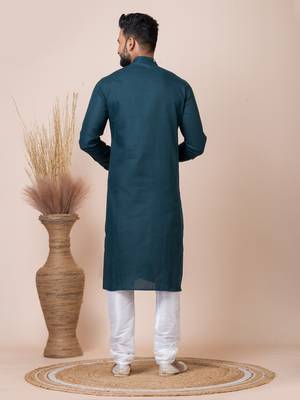 Rama green men's kurta pajama 4