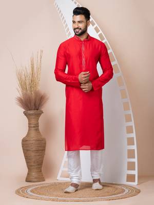 Red men's kurta pajama 1