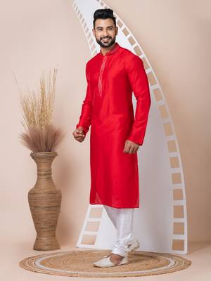 Red men's kurta pajama 2