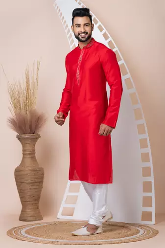 Red men's kurta pajama