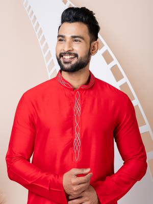 Red men's kurta pajama 3
