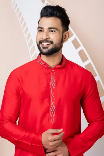 Red men's kurta pajama