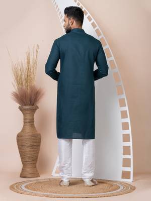Rama green men's kurta pajama 4