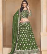 Green Embroidered Heavy Organza Designer Lehenga With Blouse