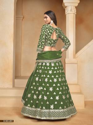 Green Embroidered Heavy Organza Designer Lehenga With Blouse 2