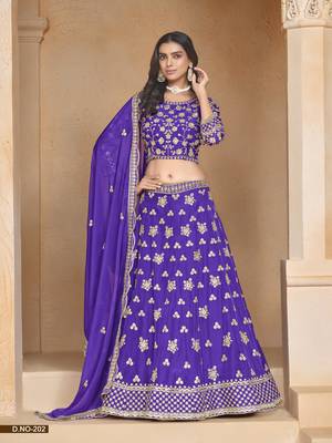Lavender Embroidered Heavy Organza Designer Lehenga With Blouse 1