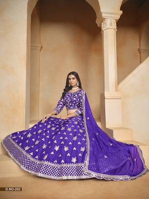 Lavender Embroidered Heavy Organza Designer Lehenga With Blouse 2