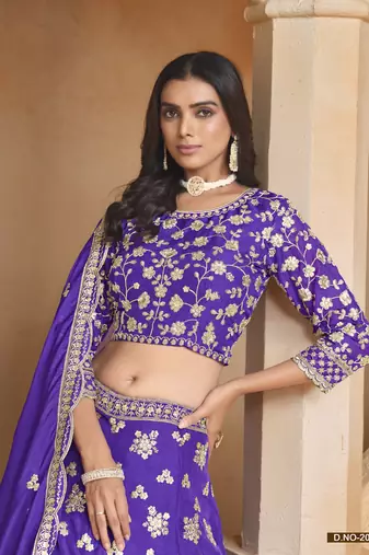 Lavender Embroidered Heavy Organza Designer Lehenga With Blouse
